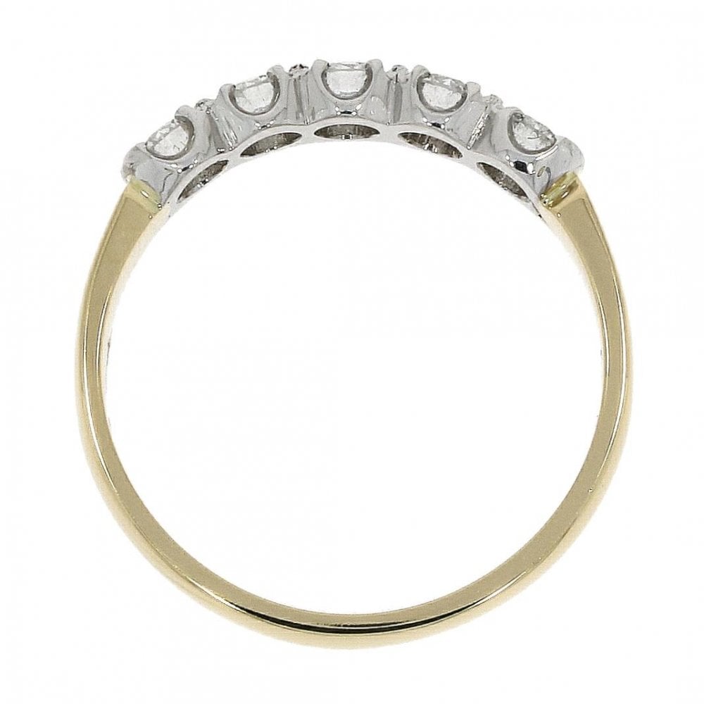 18ct Yellow & White 5 stone Diamond 0.59ct Ring