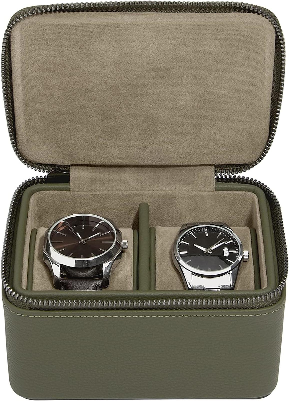 Stackers Olive Green Double Watch Box
