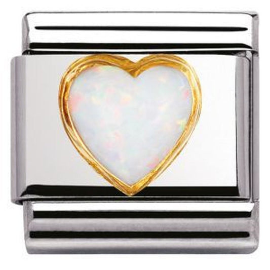 Composable Opal October Birthstone Heart Charm