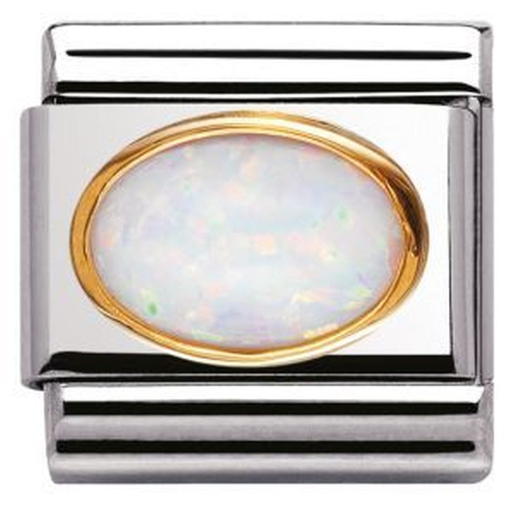 Composable Steel Oval Opal Birthstone Charm