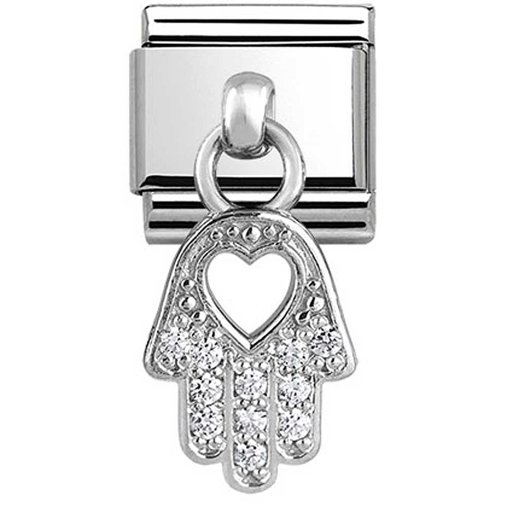 Classic Composable Silver CZ Hand of Fatima Charm