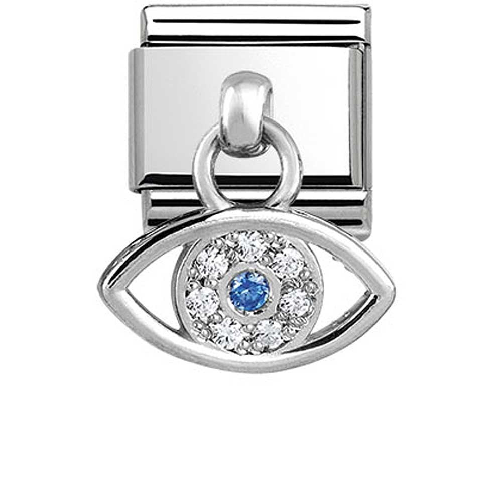 Classic Composable Silver Greek Eye with CZ Dangle Charm