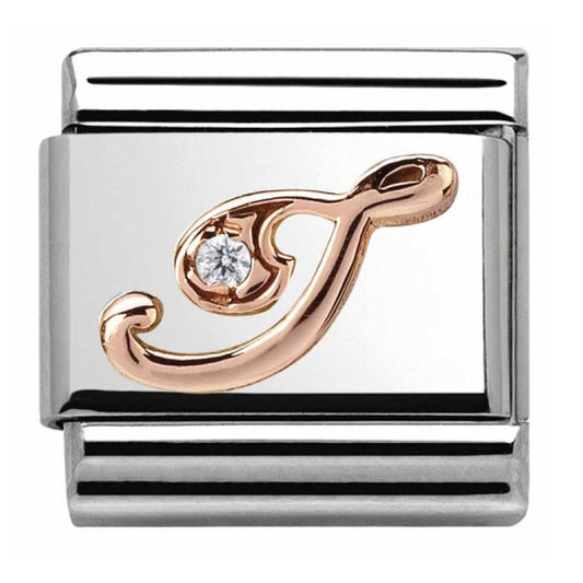 Classic Composable Rose Gold Letter I with CZ Charm