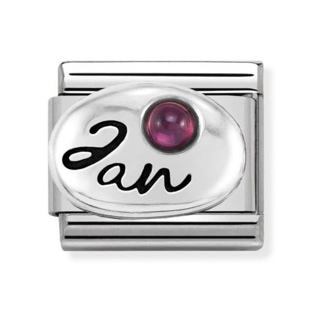 Composable Stainless Steel with Silver Garnet January Birthstone Charm