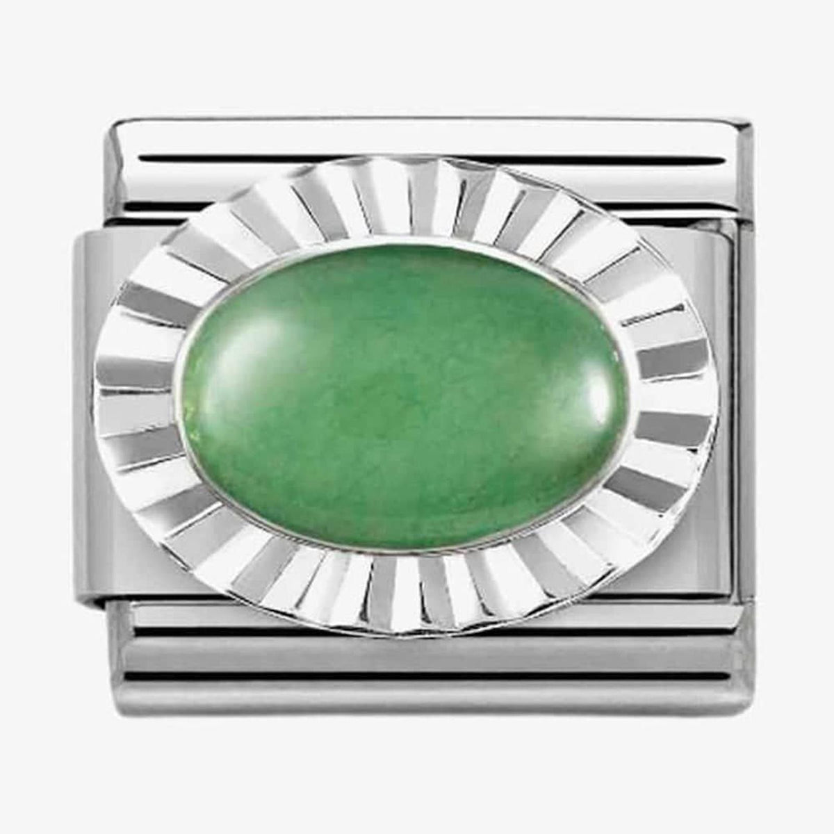 CLASSIC Composable Oval Green Aventurina Fluted Bezel Charm