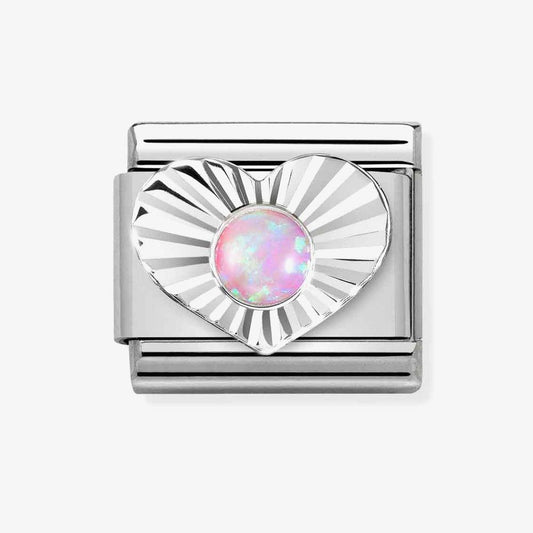 Composable Pink Opal Diamond Cut Heart Charm