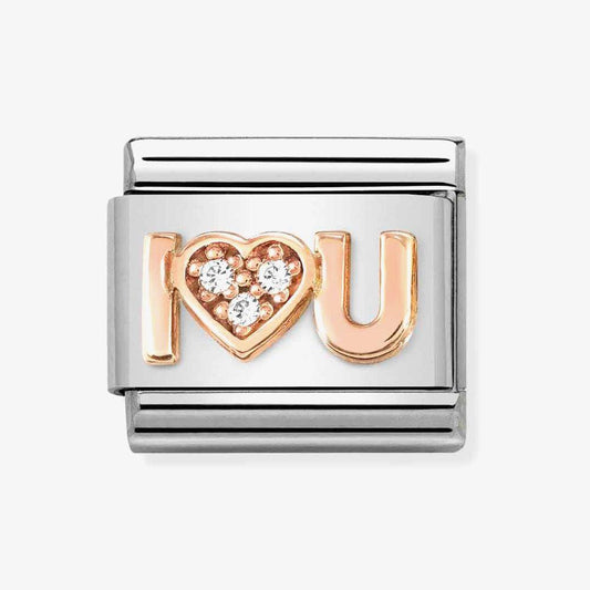 Classic Composable Rose Gold Romance I Love U Heart Charm