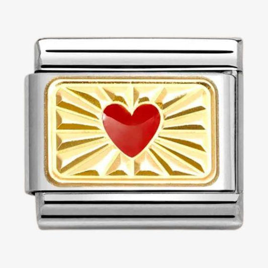 Nomination Diamond Gold with Red Heart Charm
