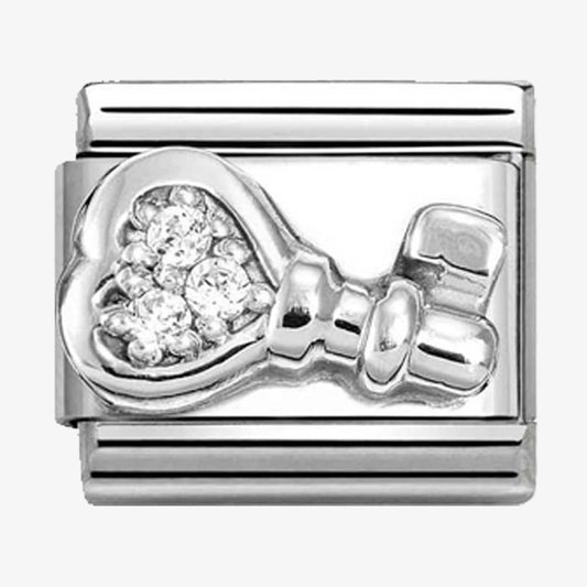 CLASSIC Silvershine White Cubic Zirconia Key Charm