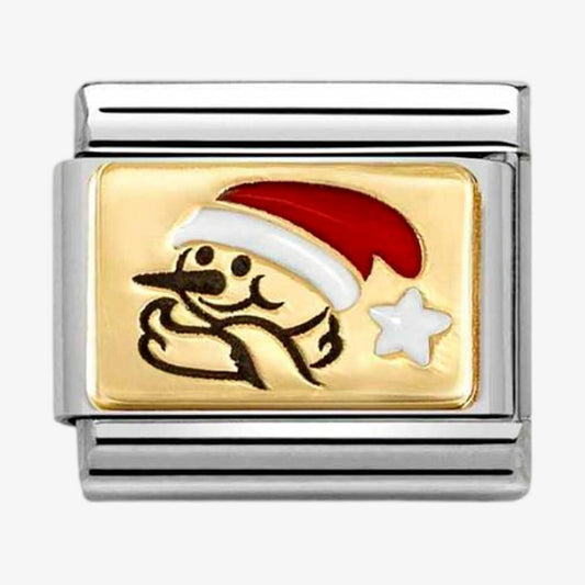CLASSIC Gold Christmas Coloured Snowman Charm