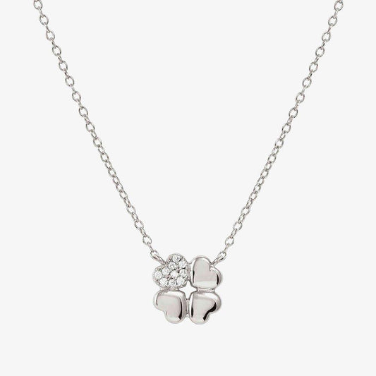 Petit Sparkle Silver Clover Necklace