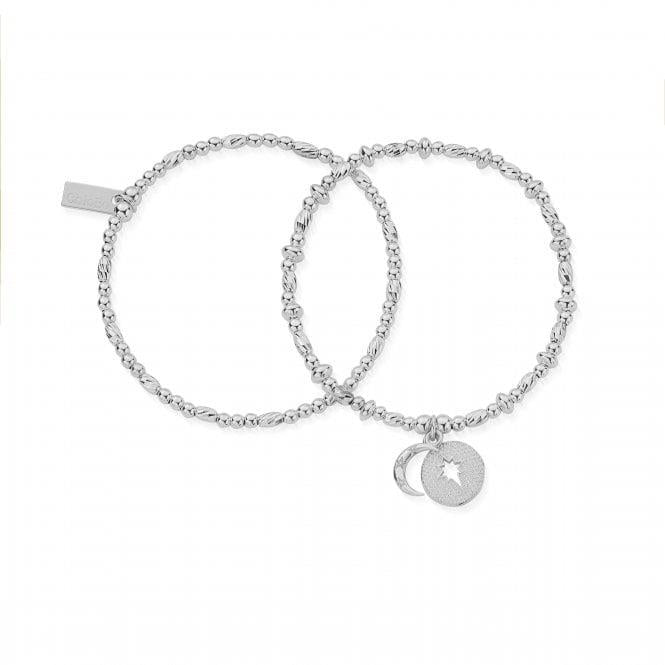 ChloBo Midnight Magic Set of 2 Silver Bracelets