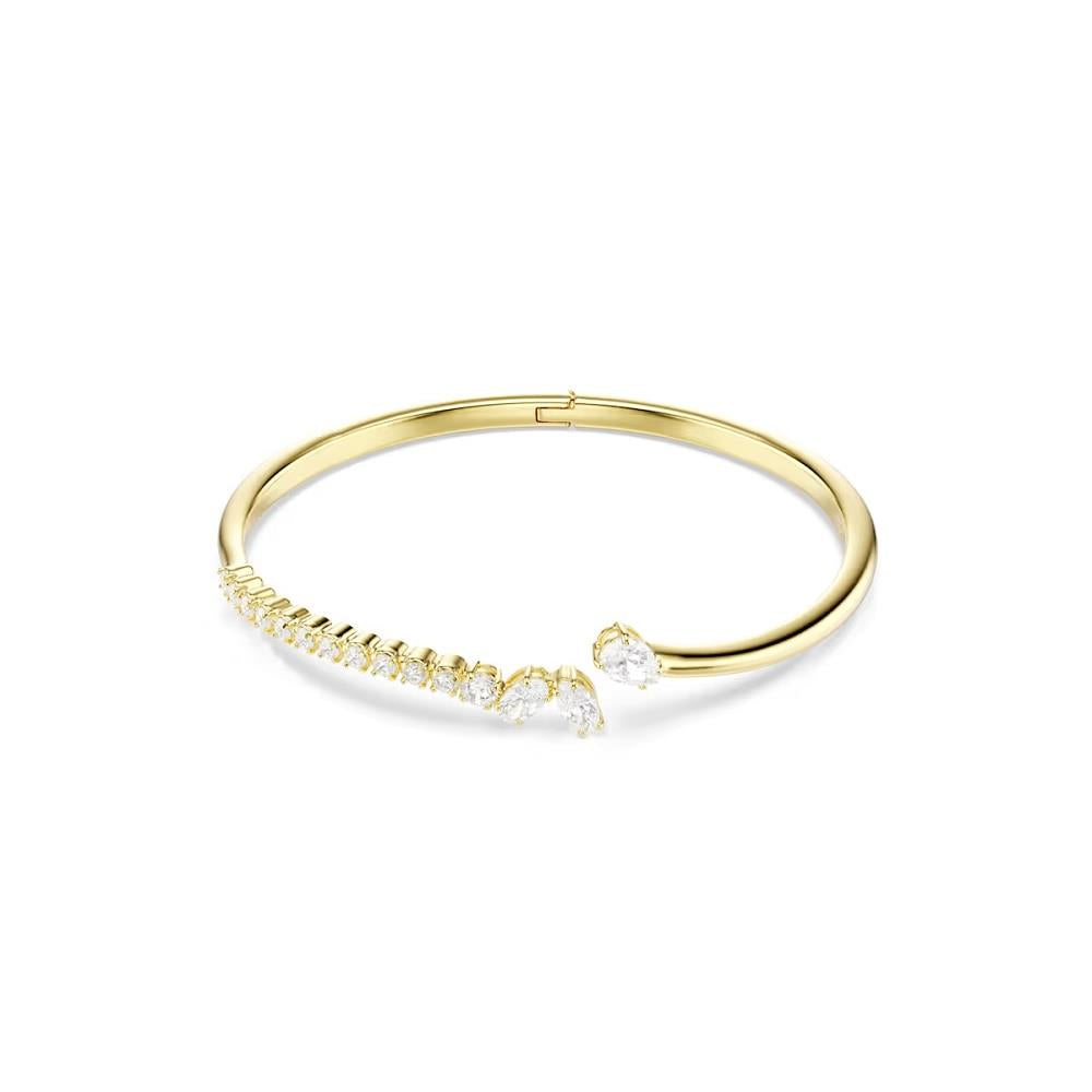 Mesmera bangle, Mixed cuts, White, 18K gold finish