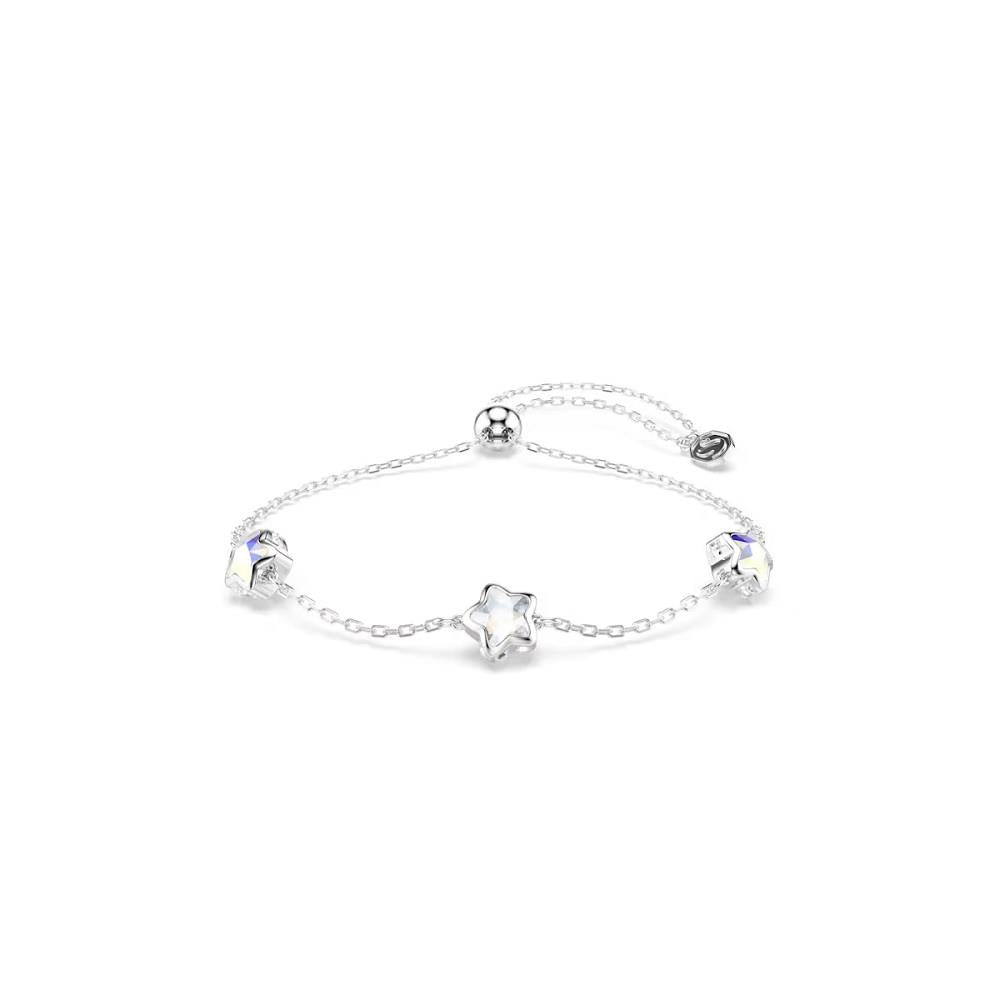Chroma bracelet, Star, White, Rhodium plated