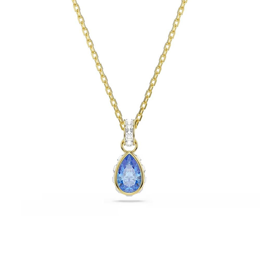 Chroma pendant, Pear cut, Blue, 18K gold finish