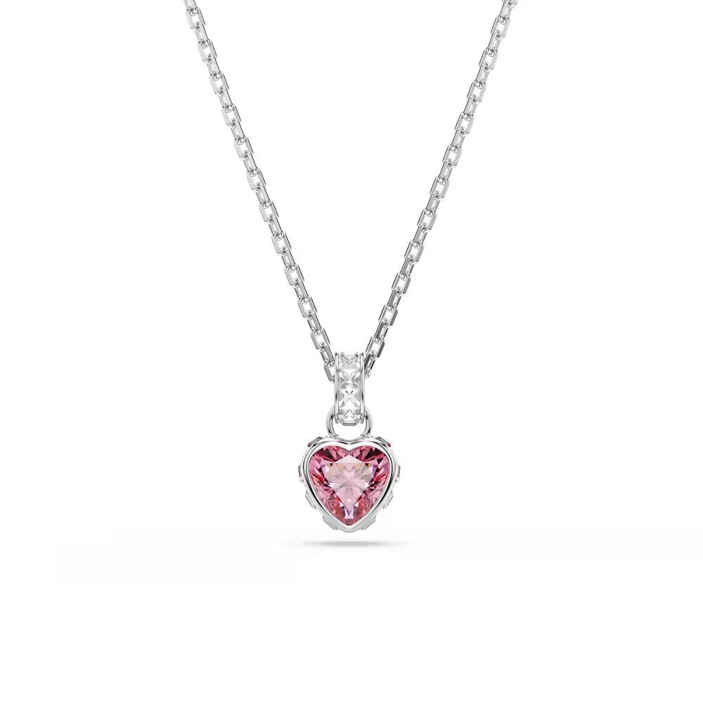 Chroma pendant, Mixed cuts, Pink, Rhodium plated