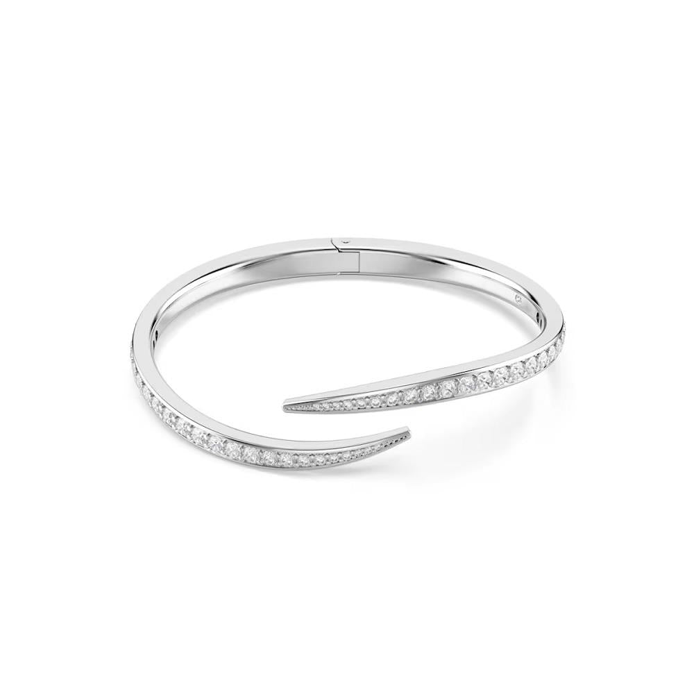 Vienna Bangle, Round Cut, Swan, White, Rhodium
