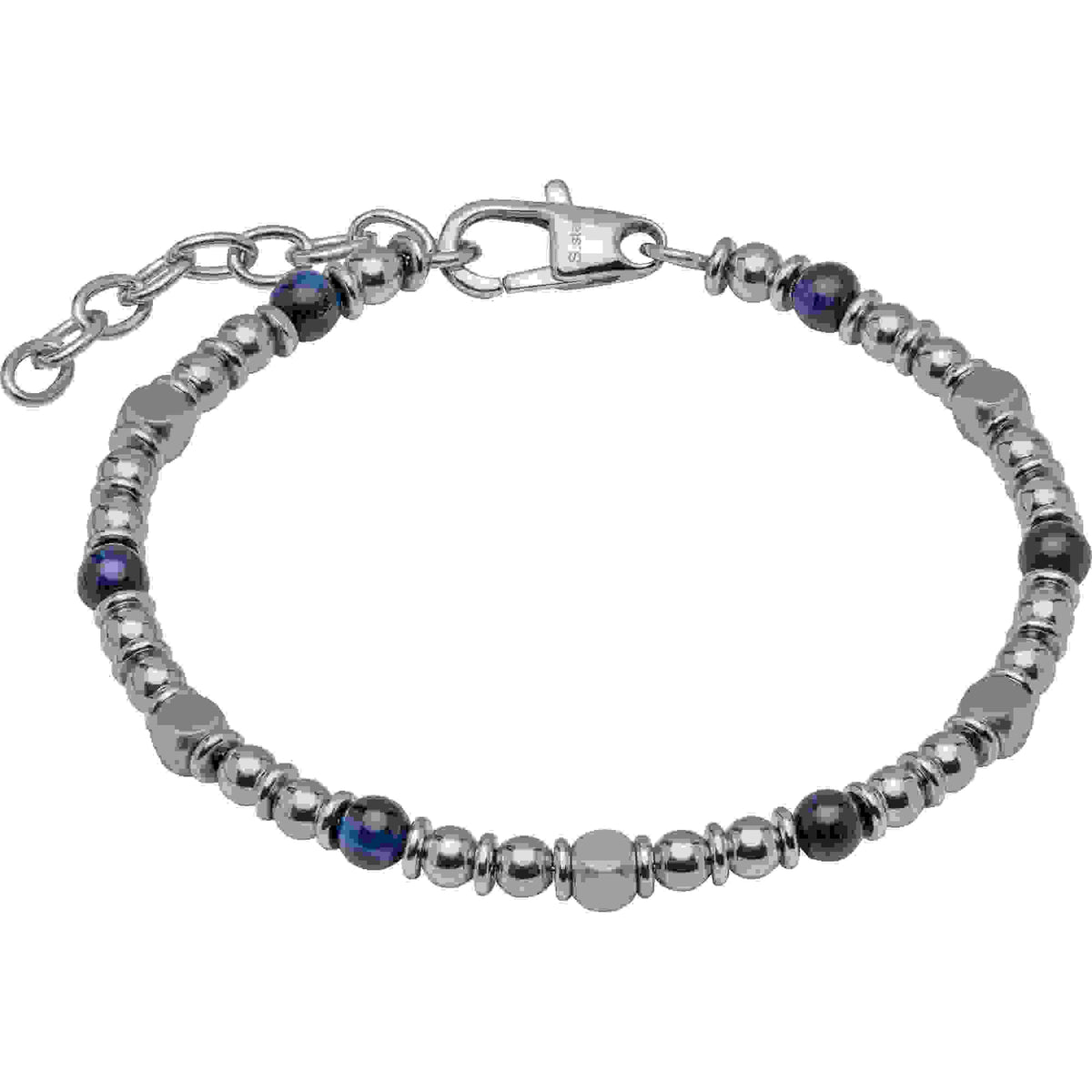 Unique Steel Blue Tigers Eye Gent's Bracelet
