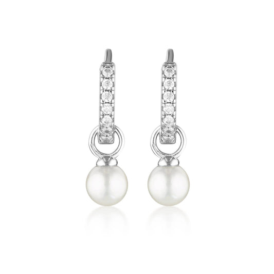 Georgini Red Carpet Baby Pearl Silver Hoops