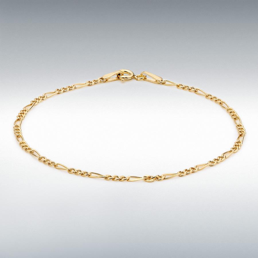 9ct Yellow Gold Hollow Figaro Bracelet 18cm/7"