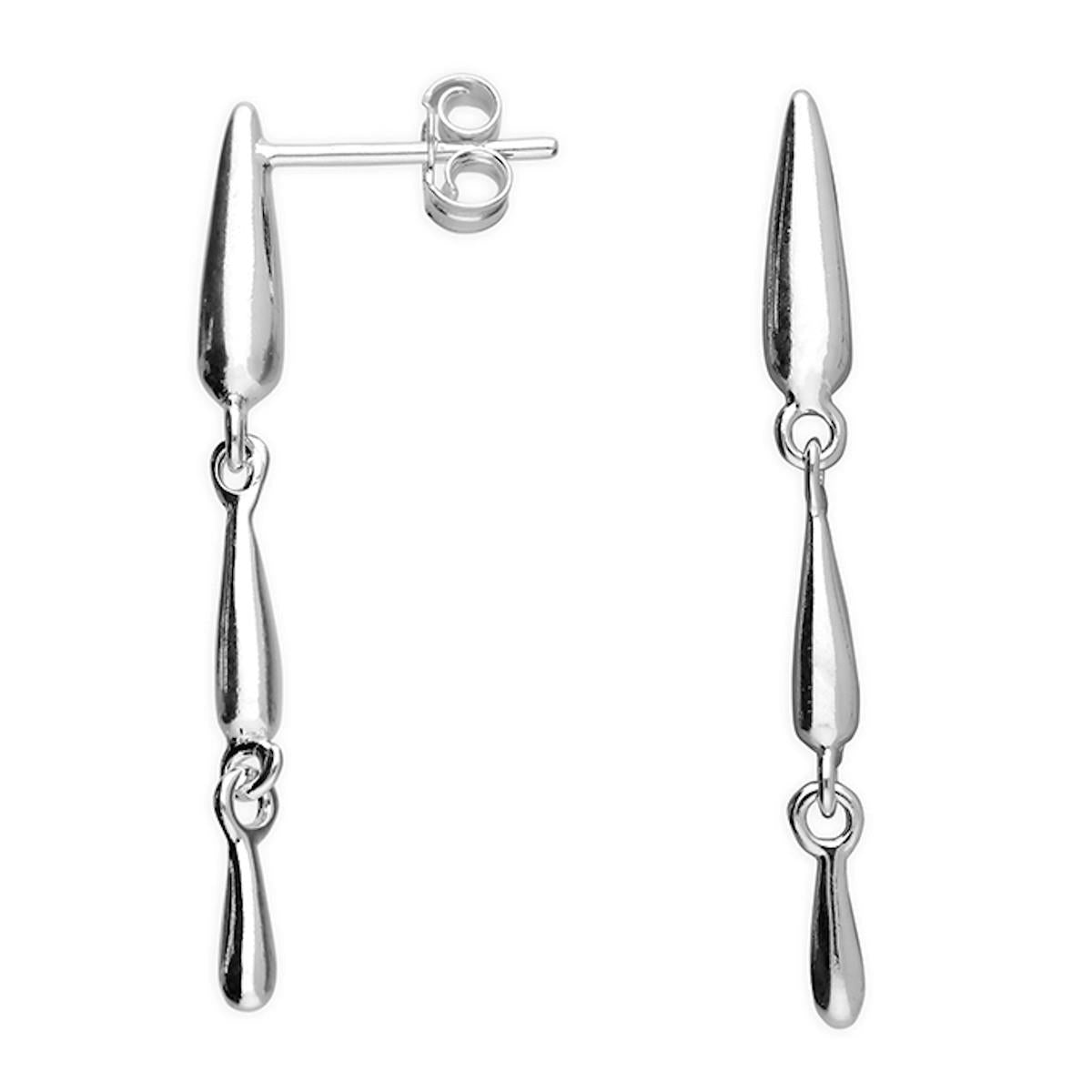Silver 925 Tripple Linked Teardrop Earrings