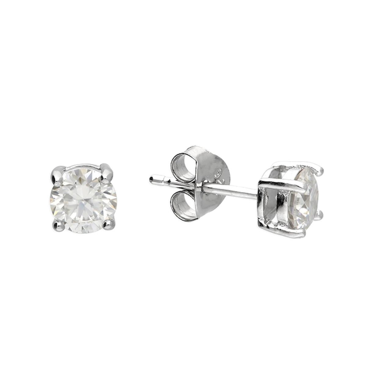 Silver 925 Classic 1.00ct Moissanite Stud Earrings