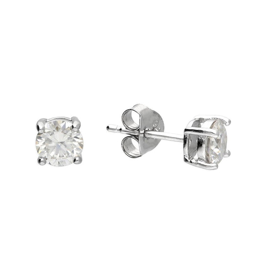 Silver 925 Classic 1.00ct Moissanite Stud Earrings