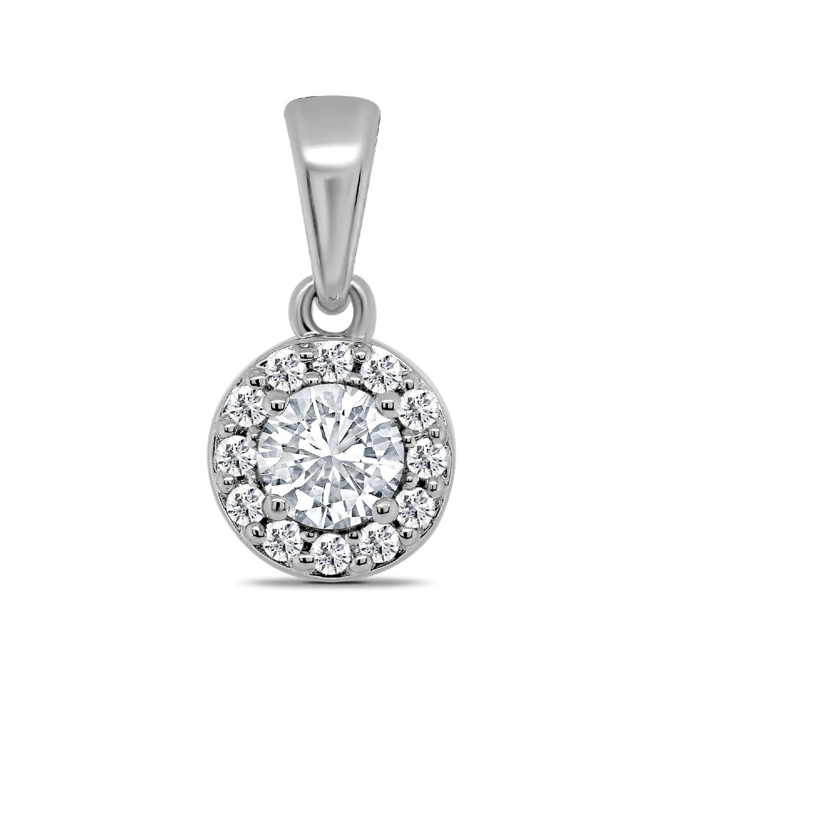 9ct White Gold Diamond Halo Pendant 0.25ct