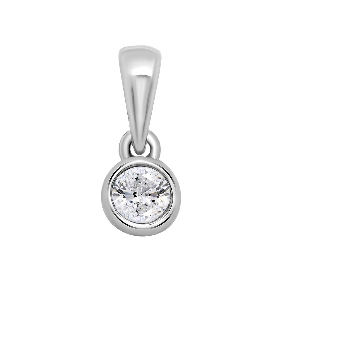 9ct WG Diamond 0.15ct Rubover Pendant