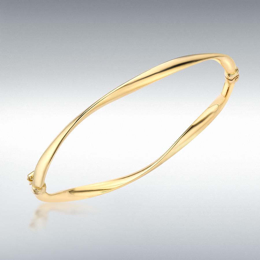 9ct YG Twisted Tube Bangle