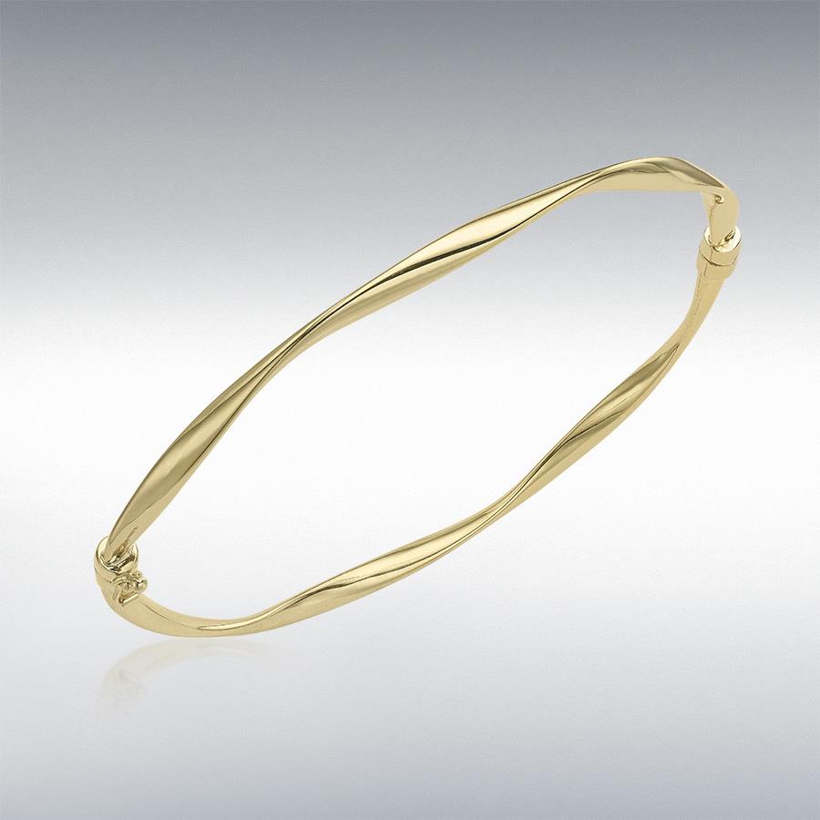 9ct YG Thin Swist flat Ribbon Bangle