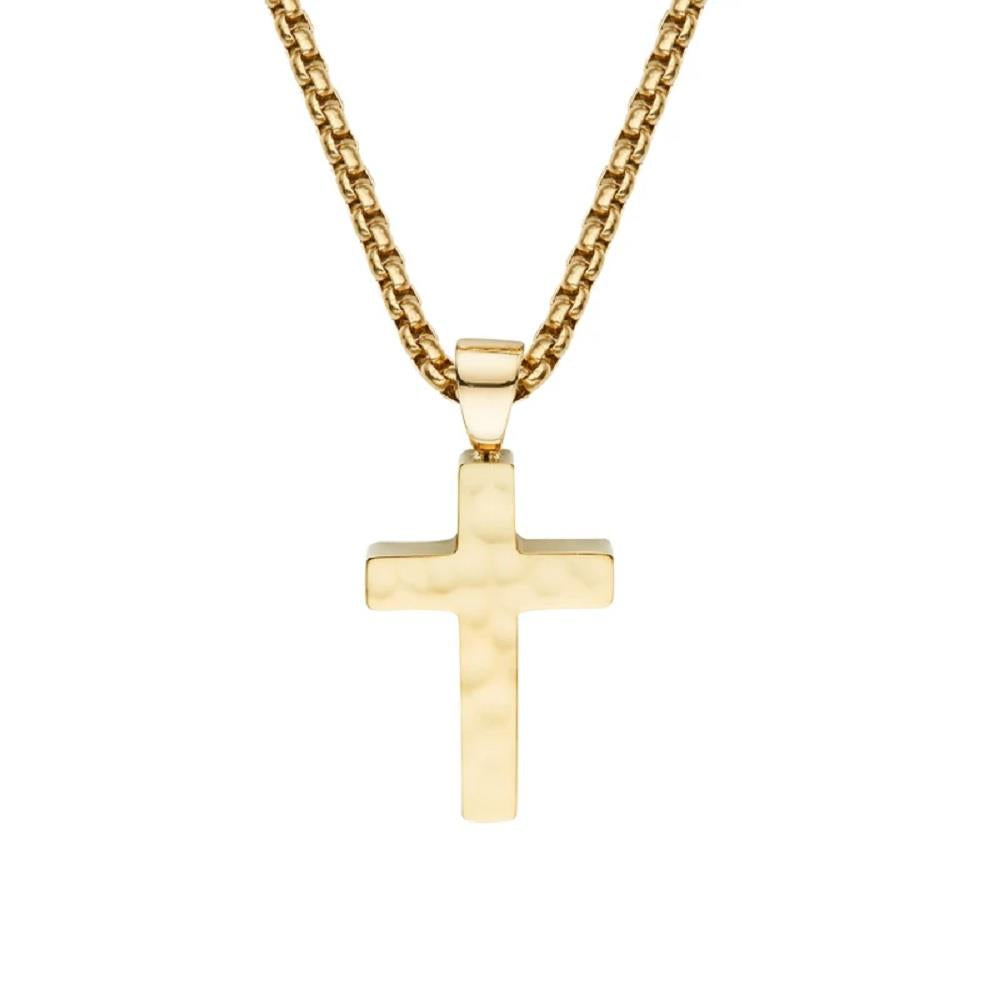 Unique S/Steel Gold Plated Cross Pendant & Chain