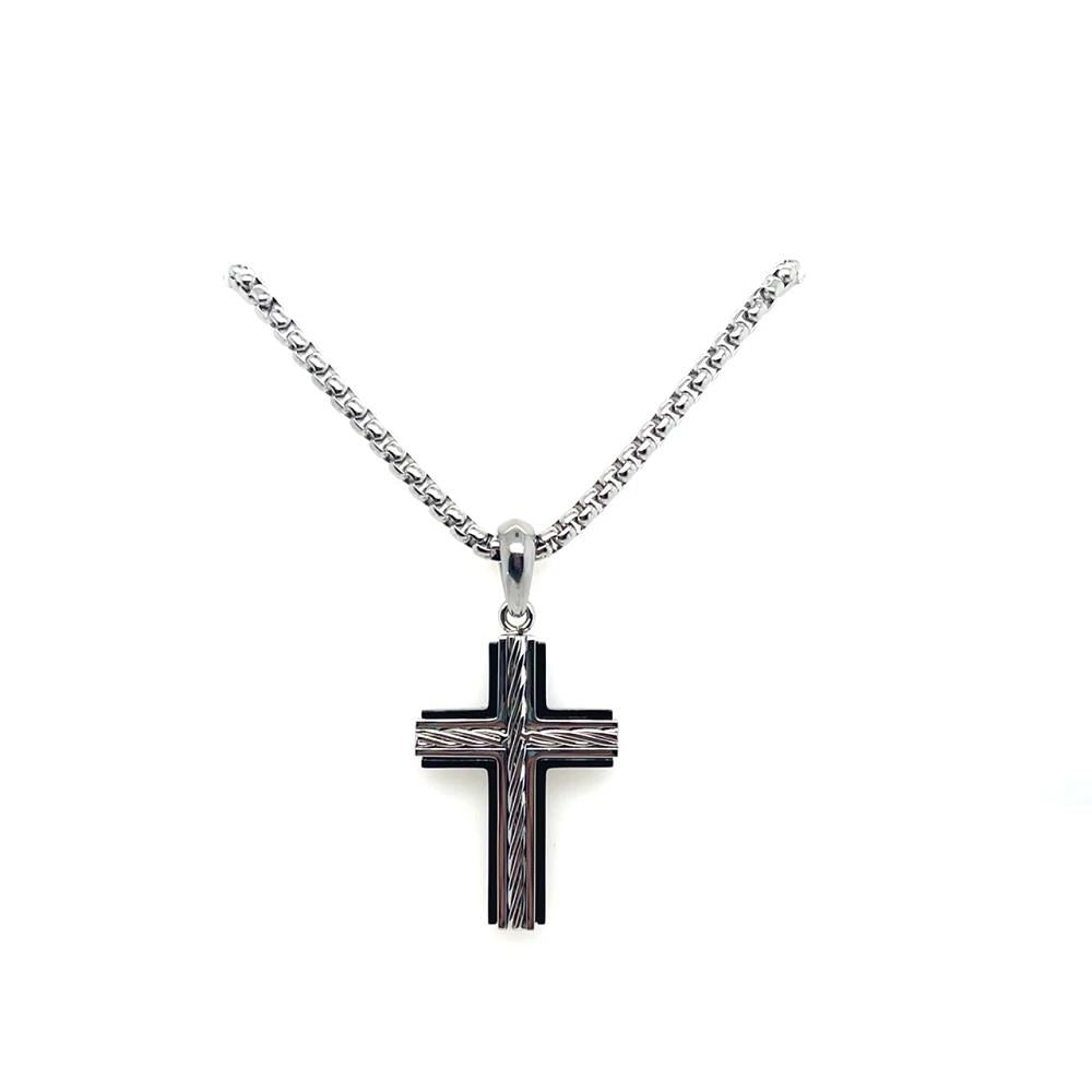 Unique S/Steel Matte Polished Black Pendant &Chain