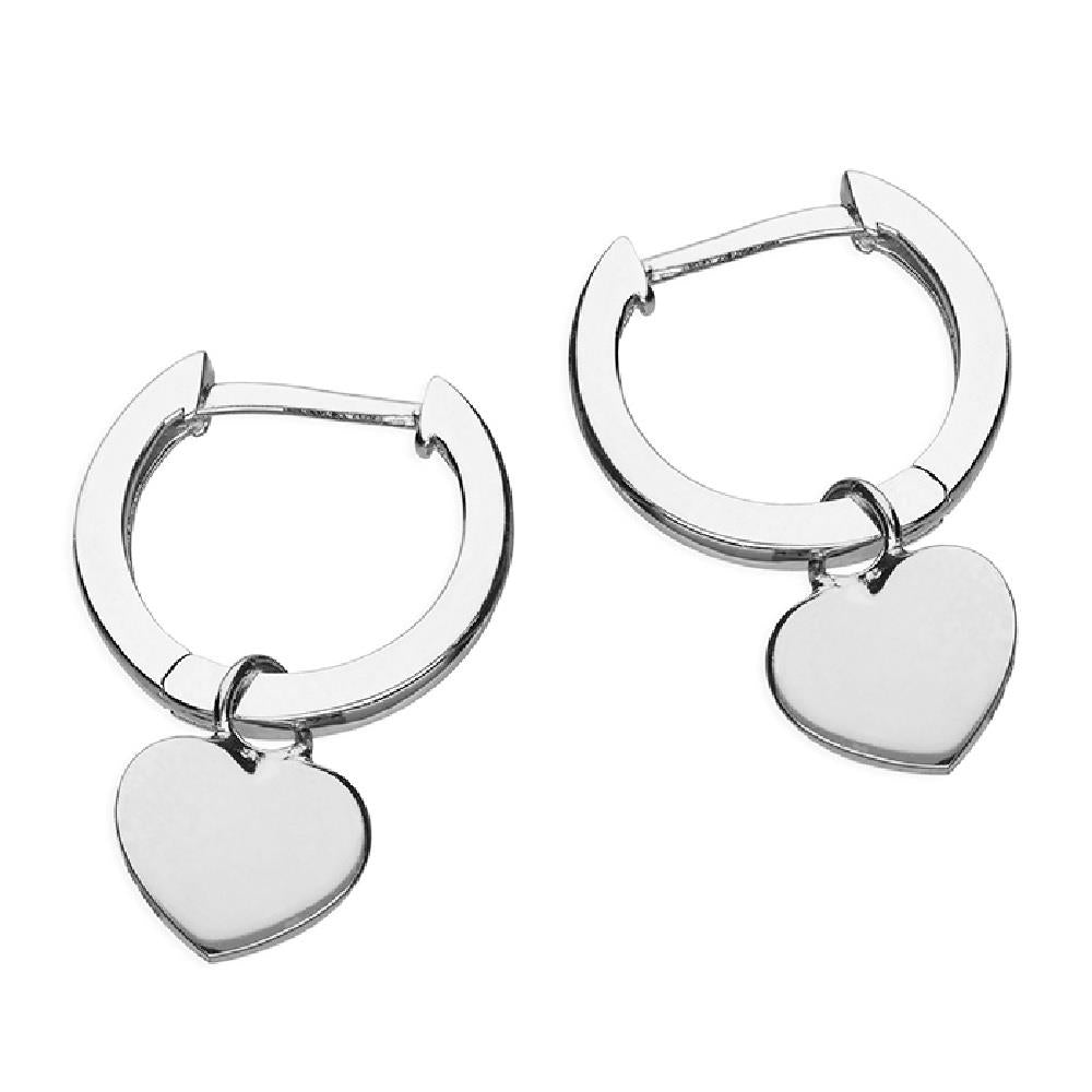 Sterling Silver Heart on Huggie Hoop Earrings