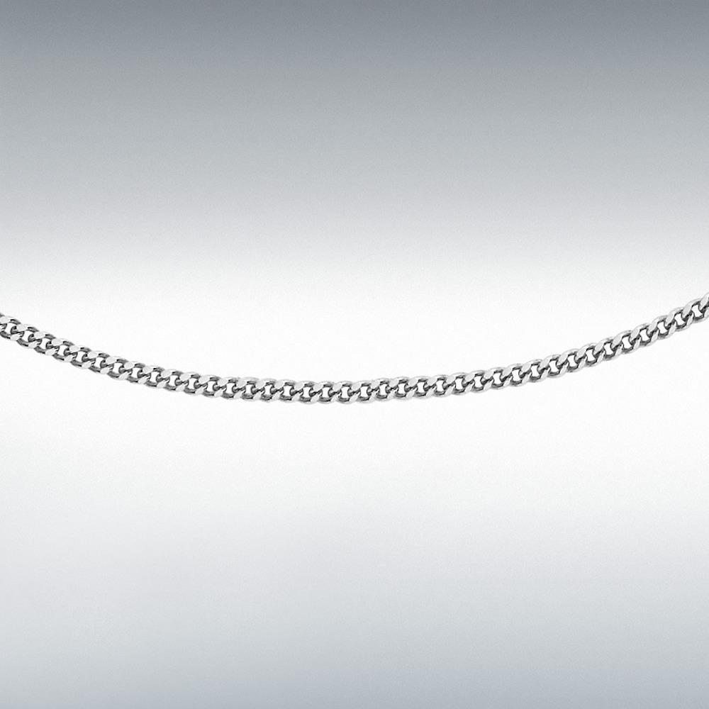 9ct White Gold Diamond Cut Adjustable Curb Chain