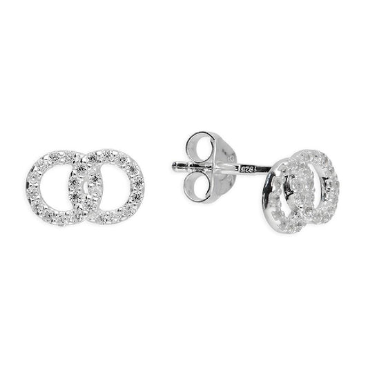 Silver Cubic Zirconia Circles Stud Earrings