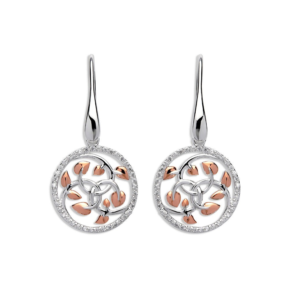 Unique Silver with Rose Gold Plate Leaf Earrings