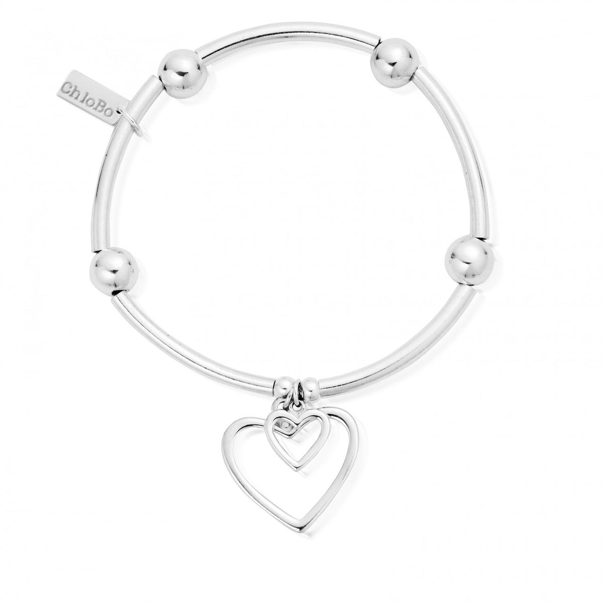 ChloBo Noodle Ball Doube lOpen Heart Bracelet
