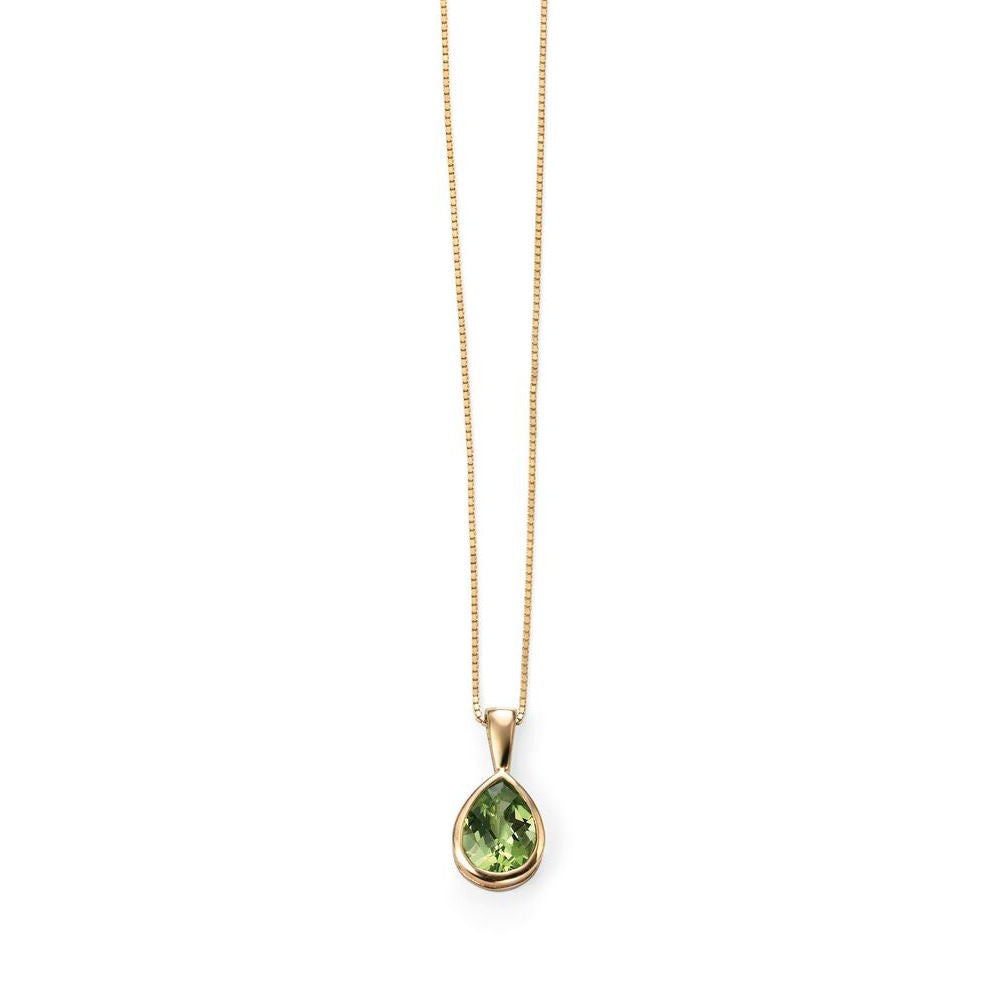 9ct Yellow Gold Teardrop Peridot Pendant