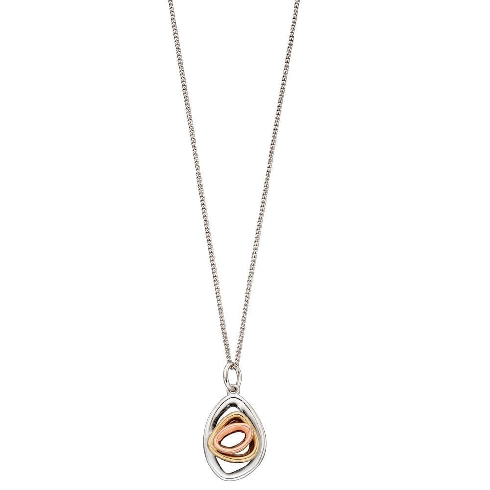 9ct 3 Colour Gold Organic Circle Pendant and Chain