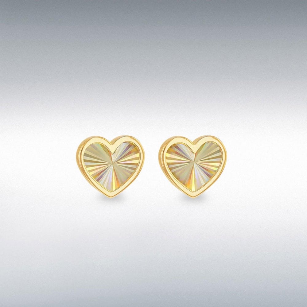 9ct Gold Rainbow Heart Stud Earrings