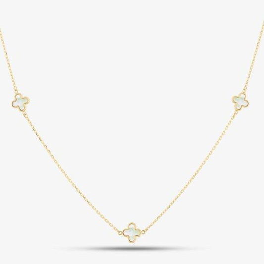 9ct Mother of Pearl Clover Petal Necklace