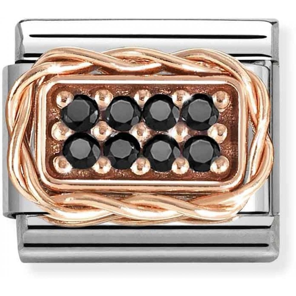 9ct Rose Gold Black CZ Pave Charm