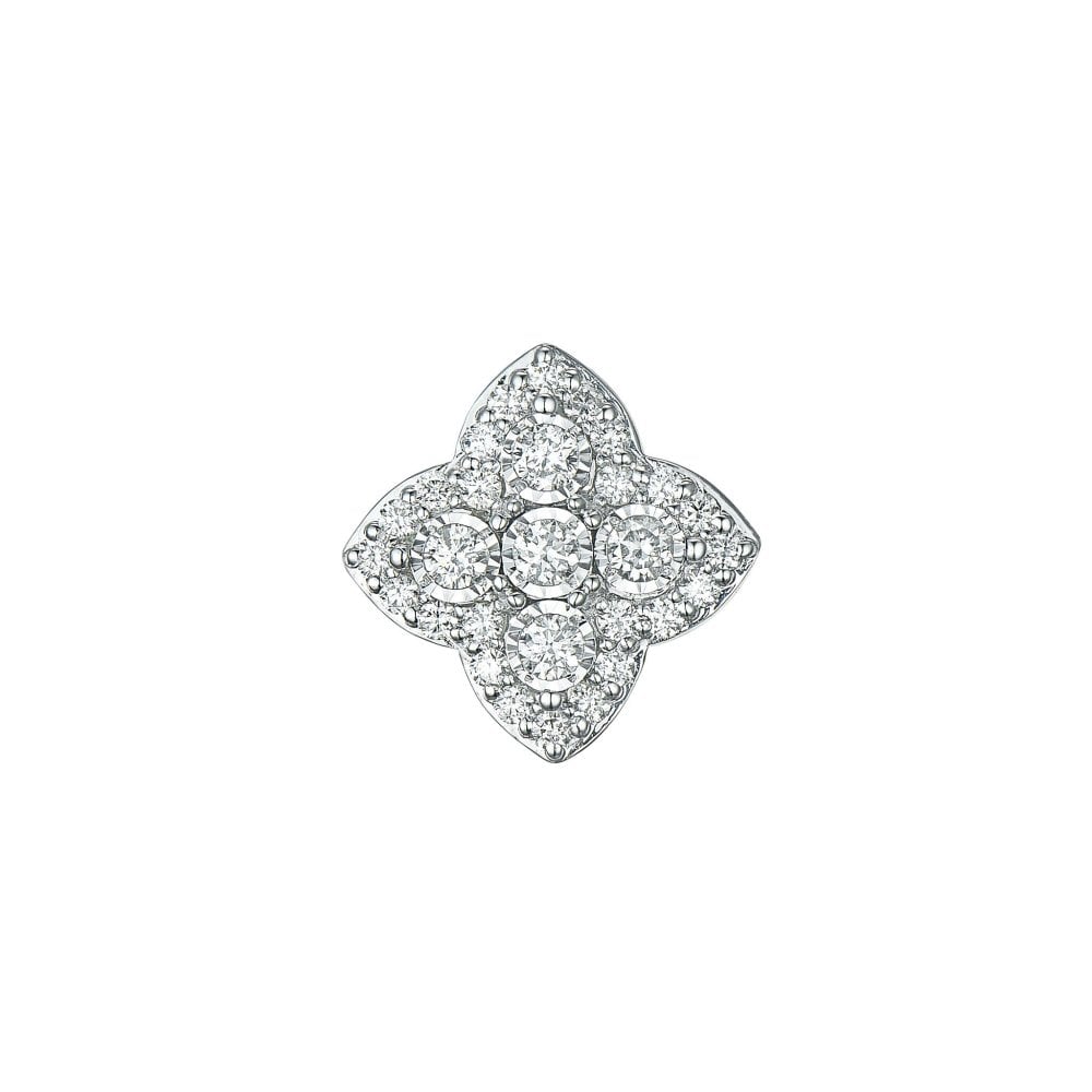 9ct White Clover Halo Diamond 0.31 Pendant