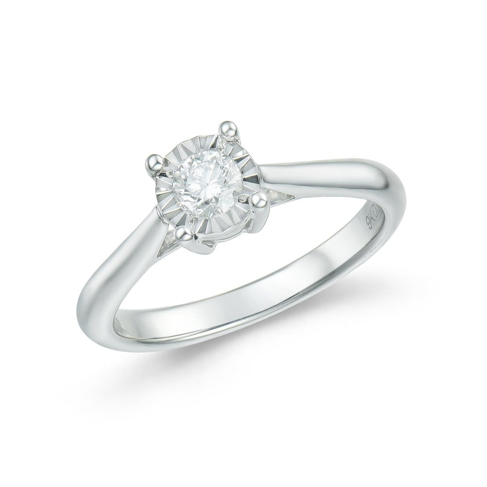 9ct White Gold 0.25ct Solitaire Diamond Ring Size N