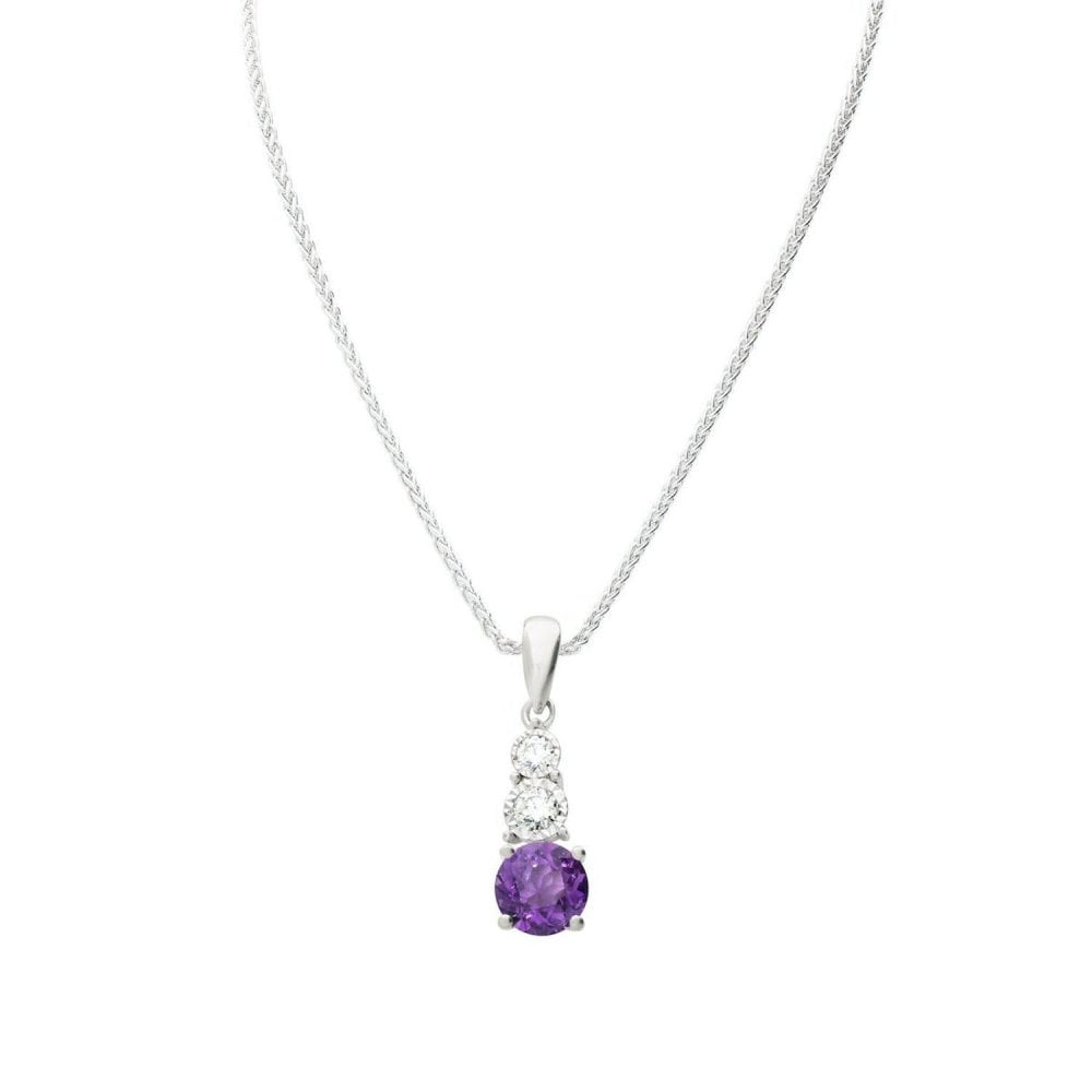 9ct White Gold Amethyst & Diamond Pendant