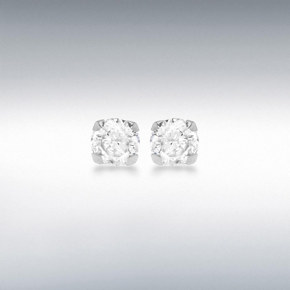 9ct White Gold CZ 5mm Stud Earrings