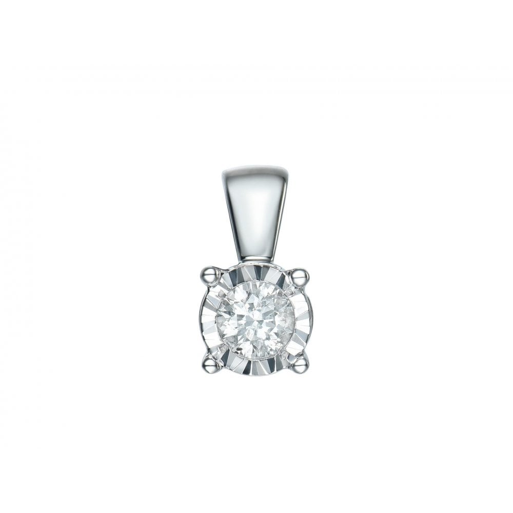 9ct White Gold Diamond 0.17ct Pendant