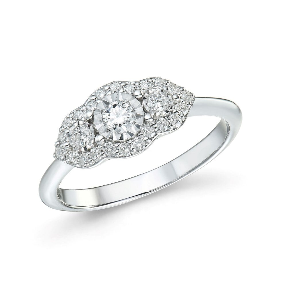 9ct White Gold Diamond 0.33 ct Cluster Ring