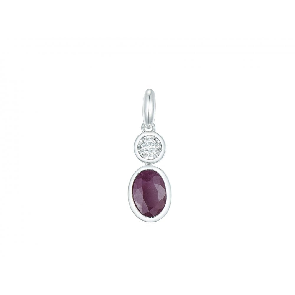 9ct White Gold Ruby & Diamond Pendant